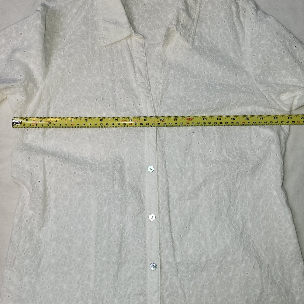 Uncommon Threads X J Jill Eyelet Shirt Women's Size Medium White - Picture 8 of 10